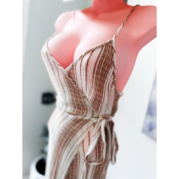 Heart Held in the Breeze textured gauzy wrap maxi coverup dress L - Picture 3 of 8